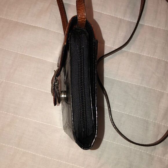 Brighton Convertible Pebbled Black Brown Silver Mini Wallet Crossbody Purse - Picture 3 of 16